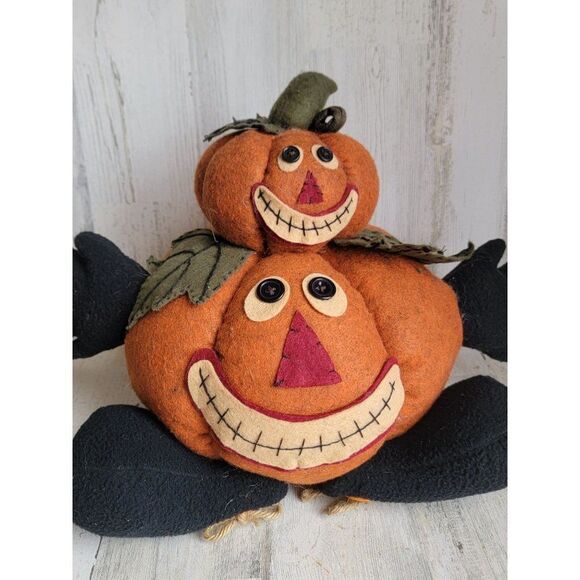 felt large pumpkin jack o'lantern man home decor Halloween fall Harvest - Picture 4 of 9